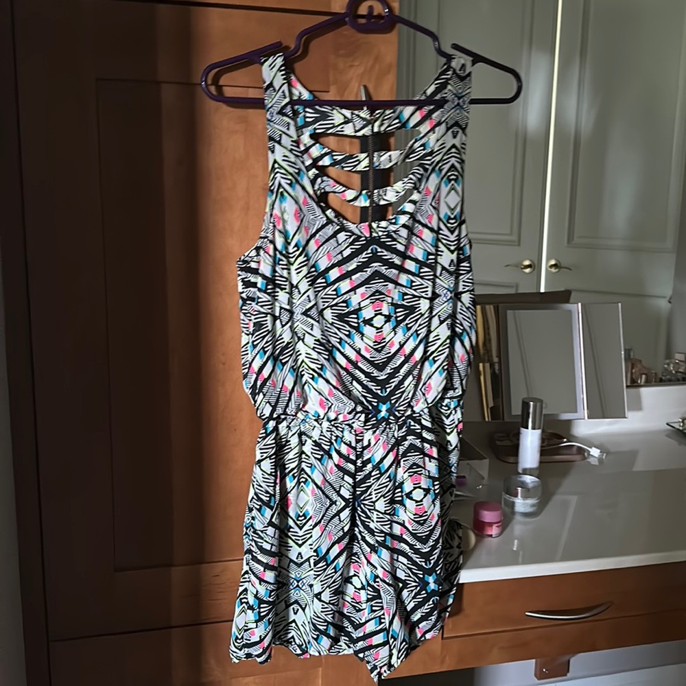 Women’s colorful pattern romper.